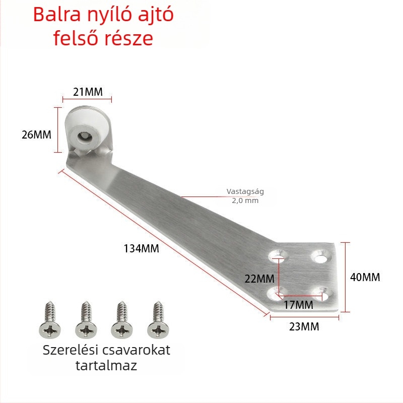 Kibővíthető falra szerelhető üvegajtó stopper, 304-es rozsdamentes acél, csiszolt felület