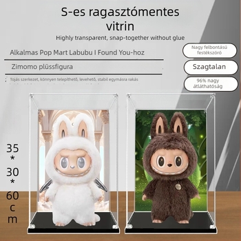 Bubble Mart Zimomo kijelző doboz, második generáció, átlátszó akril porvédő fedél