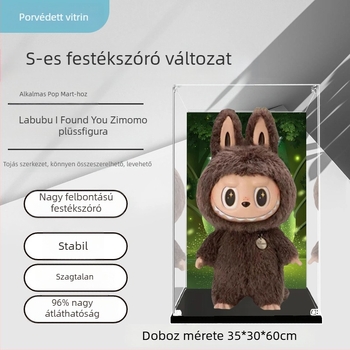 Bubble Mart Zimomo kijelző doboz, második generáció, átlátszó akril porvédő fedél
