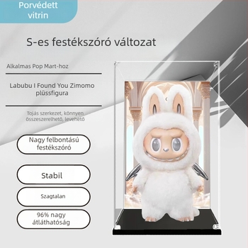 Bubble Mart Zimomo kijelző doboz, második generáció, átlátszó akril porvédő fedél