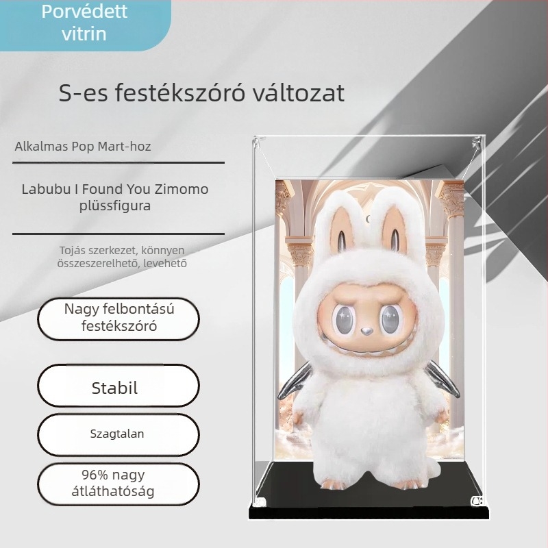 Bubble Mart Zimomo kijelző doboz, második generáció, átlátszó akril porvédő fedél