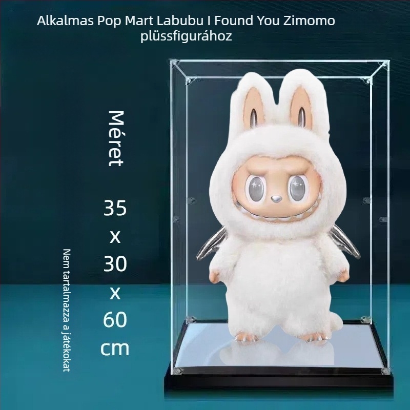 Bubble Mart Zimomo kijelző doboz, második generáció, átlátszó akril porvédő fedél