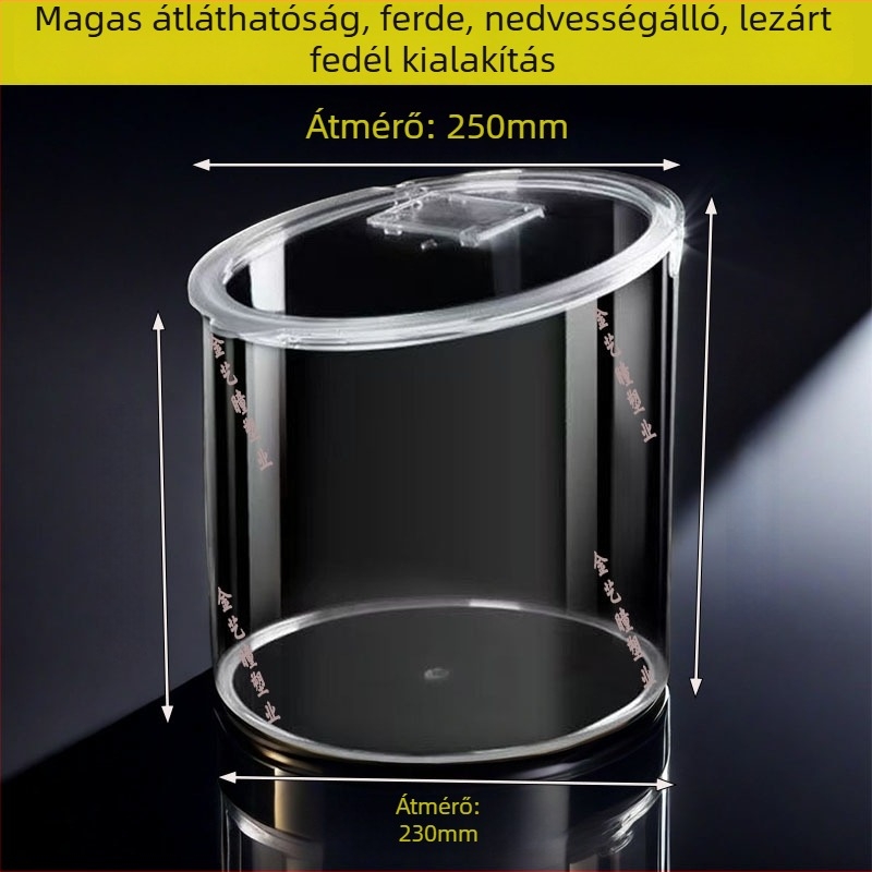 Műanyag lezáró üvegek cukorkához és aszalt gyümölcsökhöz, átlátszó kerek bemutató doboz gabonafélékhez