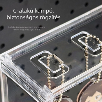 Akril Gashapon medálok tároló doboza, átlátszó állvánnyal, anime kiegészítőkhöz és kulcstartókhoz