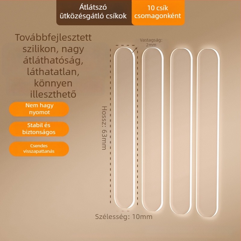 Szilikonból készült ütközésgátló párnák ajtófogantyúkra, hűtő- és szekrényajtókhoz – bútorvédő kiegészítő