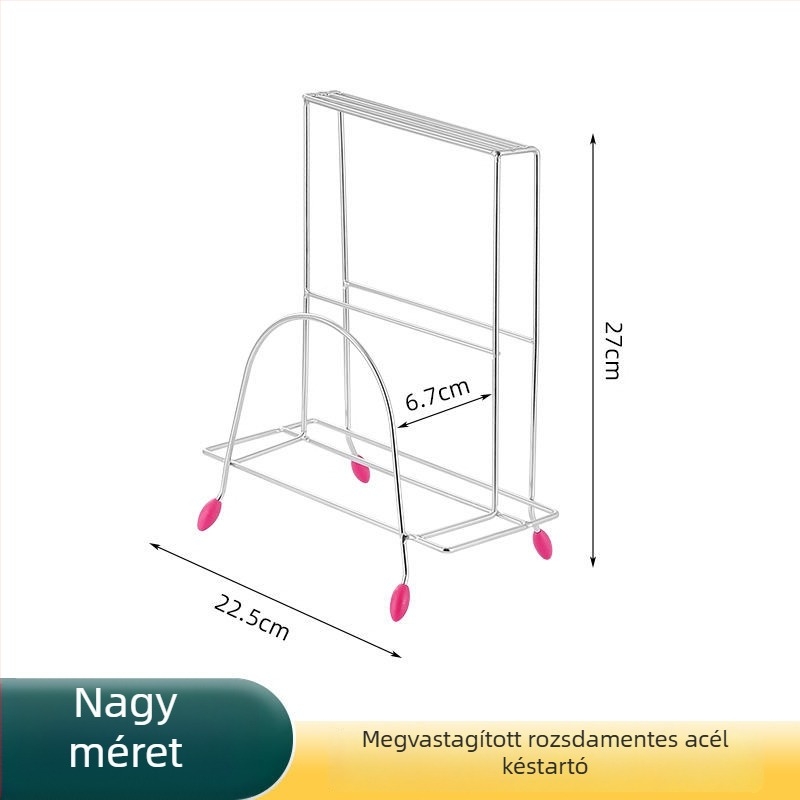 Rozsdamentes acél kés- és vágódeszka tartó, falra szerelhető konyhai rendező
