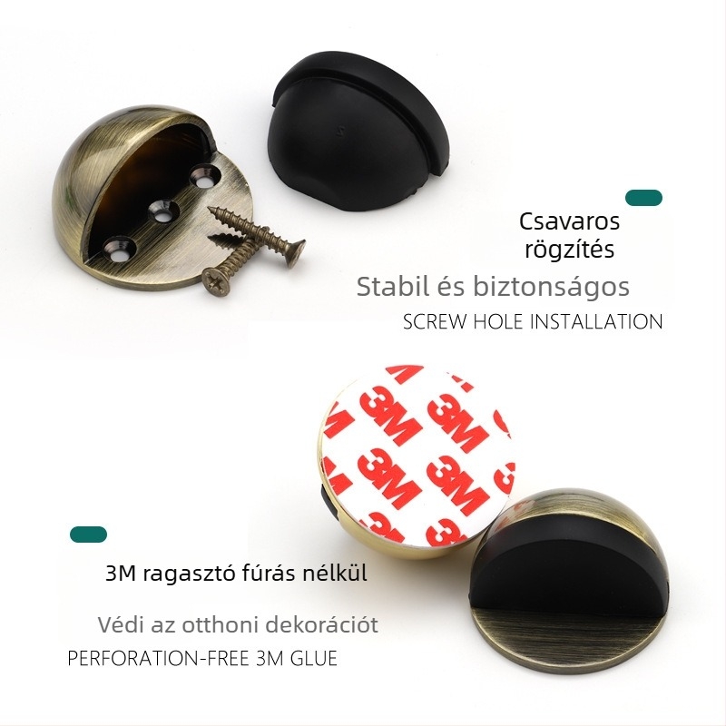 Turtle Top szilikon padlóra szerelhető ajtóstop – fa- és üvegajtókhoz, csendes, fúrás nélküli