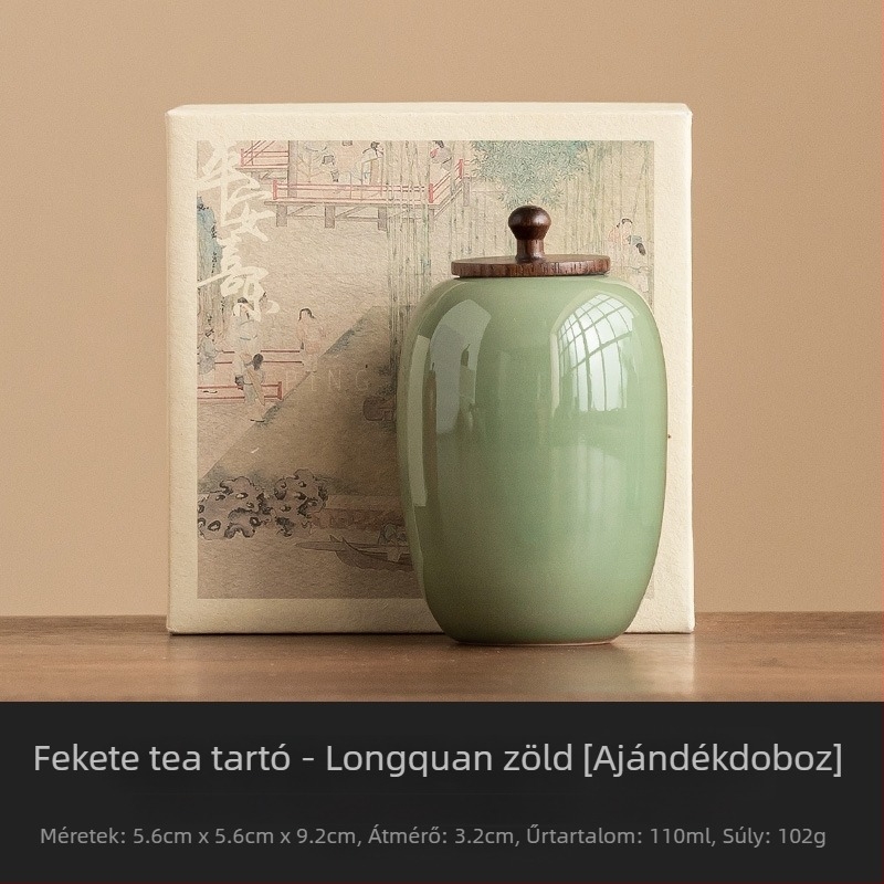 Kerámiából készült zárható teás tartóedény, minimalistikus kínai stílusban, otthoni nedvességálló tea-tároláshoz, hordozható