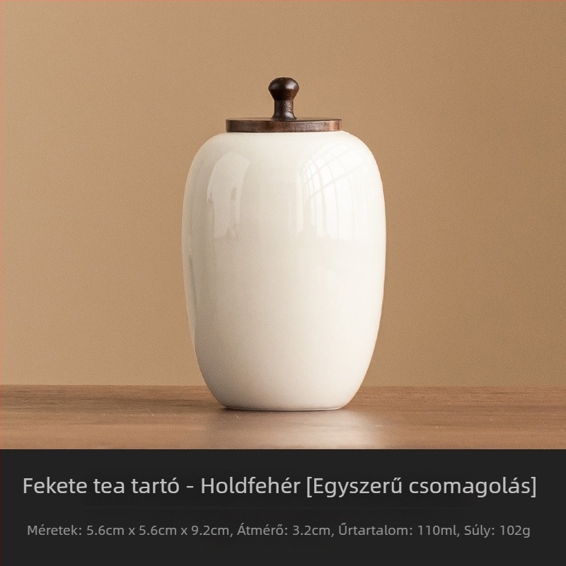 Kerámiából készült zárható teás tartóedény, minimalistikus kínai stílusban, otthoni nedvességálló tea-tároláshoz, hordozható