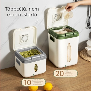 Warm Home Élelmiszer-minőségű rizstároló 5–6 L, zárható, nedvesség- és rovarálló, műanyag