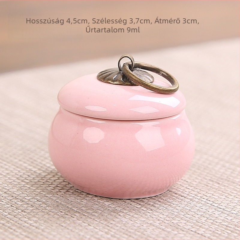 Rock Mountain mini kerámia teásdoboza színes mázzal és réz csattal, hermetikusan záródó porcelán tároló tealeveleknek, gyógykenőcsöknek, tablettáknak és poroknak