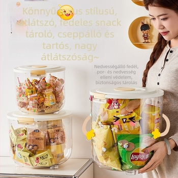 Átlátszó műanyag snack- és rizstároló edény, nedvesség- és porálló, többfunkciós