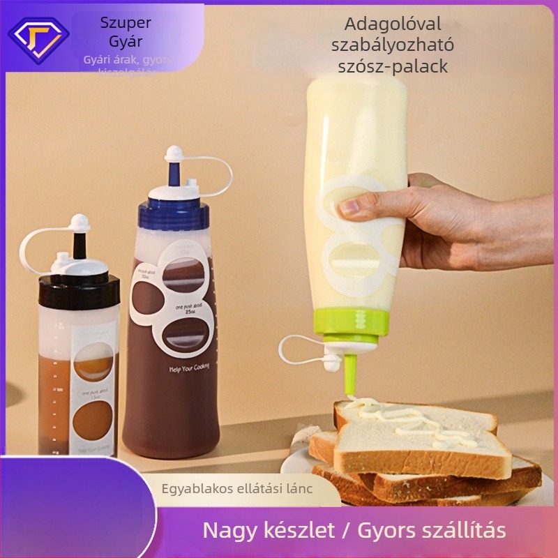 Adagoló üveg szószokhoz, vastag fejű kifolyóval