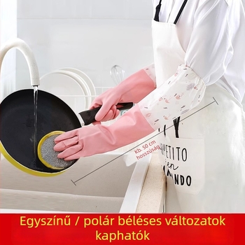Női latex kesztyűk, tartósak, velúr belsővel, vízállóak, konyhai tisztításhoz és mosáshoz, vastagabbak és hosszúak, gumiból, téli használatra