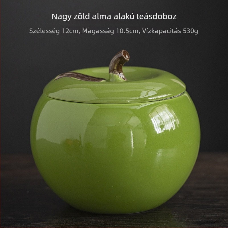 Nagy méretű kerámia zárható teás tartó és esküvői édesség tartó, persimmon színű glazúrral