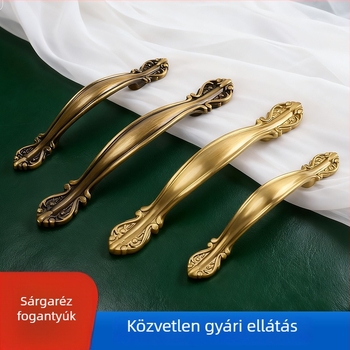 Sárgaréz fiók- és ajtófogantyú, modern minimalist stílusú szekrényekhez és konyhai bútorokhoz