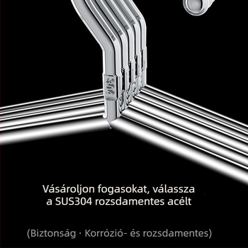 304 rozsdamentes acél ruhafogas — extra vastag, kettős használatra száraz és nedves ruhákhoz, varrat nélküli, otthoni használatra