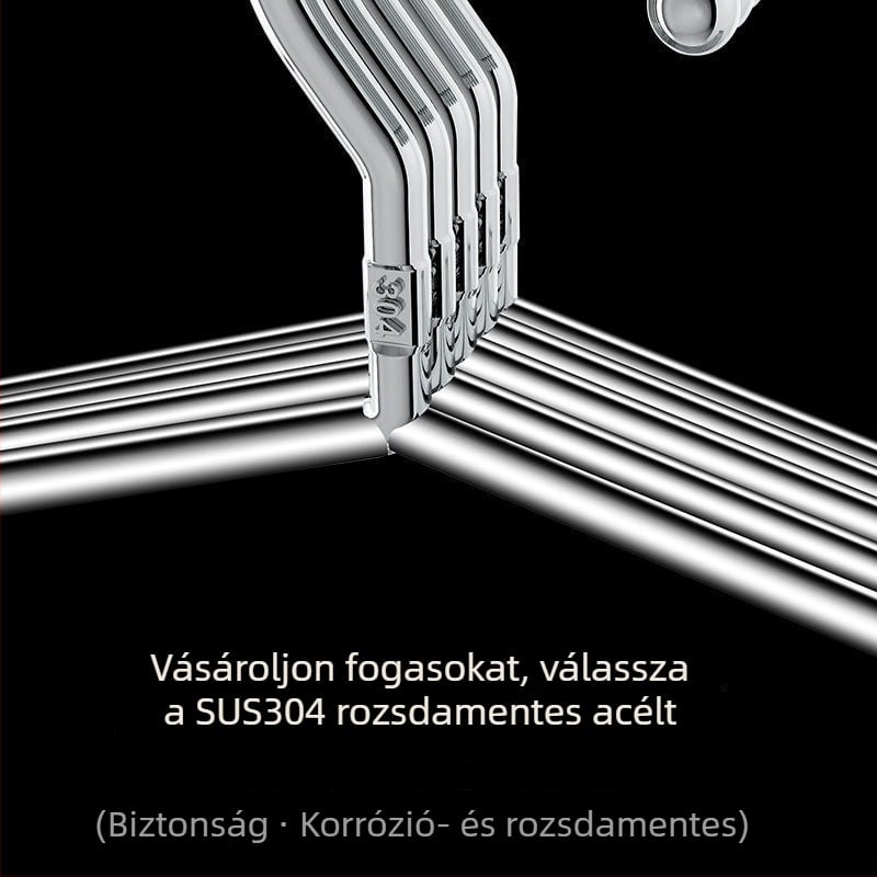 304 rozsdamentes acél ruhafogas — extra vastag, kettős használatra száraz és nedves ruhákhoz, varrat nélküli, otthoni használatra