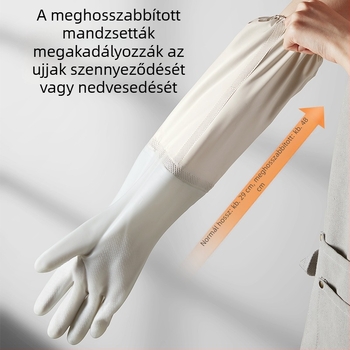 Cooker King fleece-béléses mosogatós kesztyű, hosszú 48 cm, meleg, tartós, vastagított, konyhai és háztartási tisztításra, PVC anyag