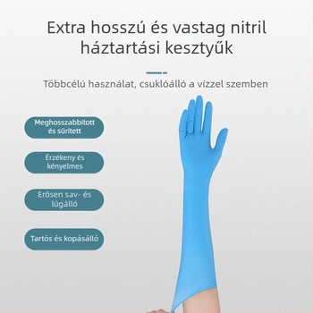 Nitril kesztyűk, 16 hüvelykes, egyszer használatos, kopásálló, vízálló, meghosszabbított és megvastagodott, tartós munkához