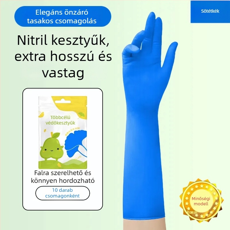 Nitril kesztyűk, 16 hüvelykes, egyszer használatos, kopásálló, vízálló, meghosszabbított és megvastagodott, tartós munkához