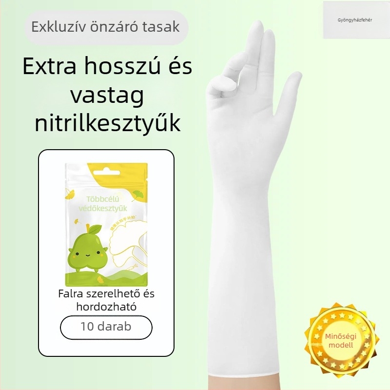 Nitril kesztyűk, 16 hüvelykes, egyszer használatos, kopásálló, vízálló, meghosszabbított és megvastagodott, tartós munkához