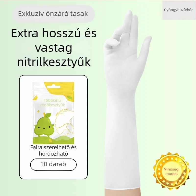 Nitril kesztyűk, 16 hüvelykes, egyszer használatos, kopásálló, vízálló, meghosszabbított és megvastagodott, tartós munkához