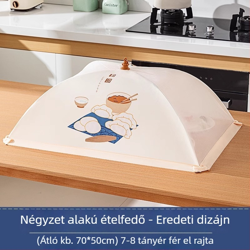 Összecsukható légyvédő fedél edényekhez acélvázon poliészter anyaggal