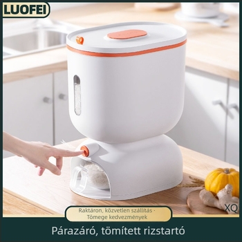 Automata rizstároló doboz, zárt, nedvesség- és rovarálló, háztartási élelmiszertároló tartály, 10 L kapacitás
