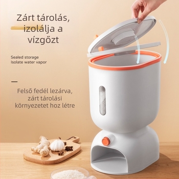 Automata rizstároló doboz, zárt, nedvesség- és rovarálló, háztartási élelmiszertároló tartály, 10 L kapacitás