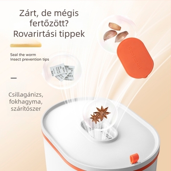 Automata rizstároló doboz, zárt, nedvesség- és rovarálló, háztartási élelmiszertároló tartály, 10 L kapacitás