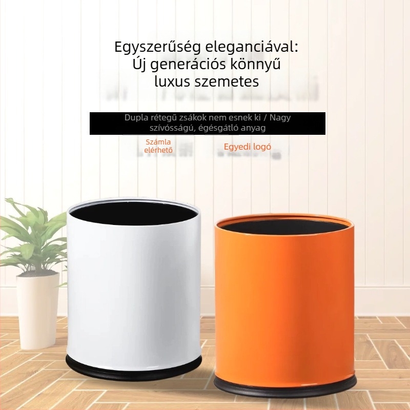 Vasból készült szemetes, 10 literes kapacitás, fedél nélküli, hordó formájú, otthoni használatra: nappali, konyha, iroda, fürdőszoba.