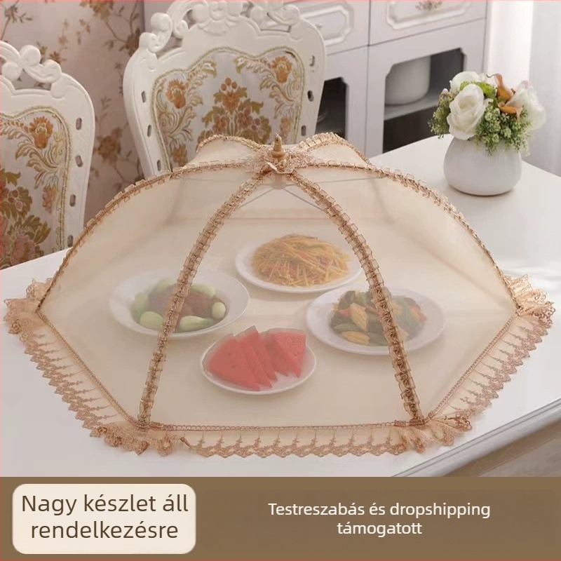 Légáteresztő hálós ételtakaró otthoni konyhára, összecsukható, falra szerelhető asztaltakaró, rovarvédelem, maradék ételek lefedésére