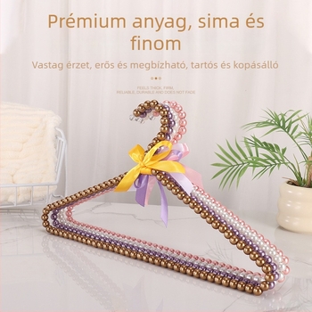 Gyöngyházfényű fém ruhafogas, ABS, modern gardróbszervező