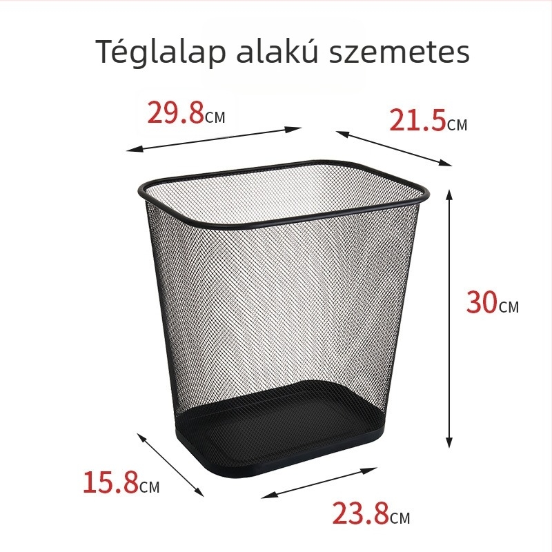 Rozsdamentes acélból készült drótos szemetes, 12 L, fedél nélküli, hordó alakú, otthoni és irodai használatra