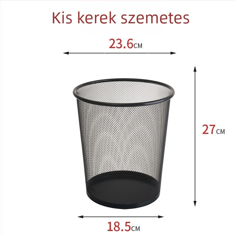 Rozsdamentes acélból készült drótos szemetes, 12 L, fedél nélküli, hordó alakú, otthoni és irodai használatra