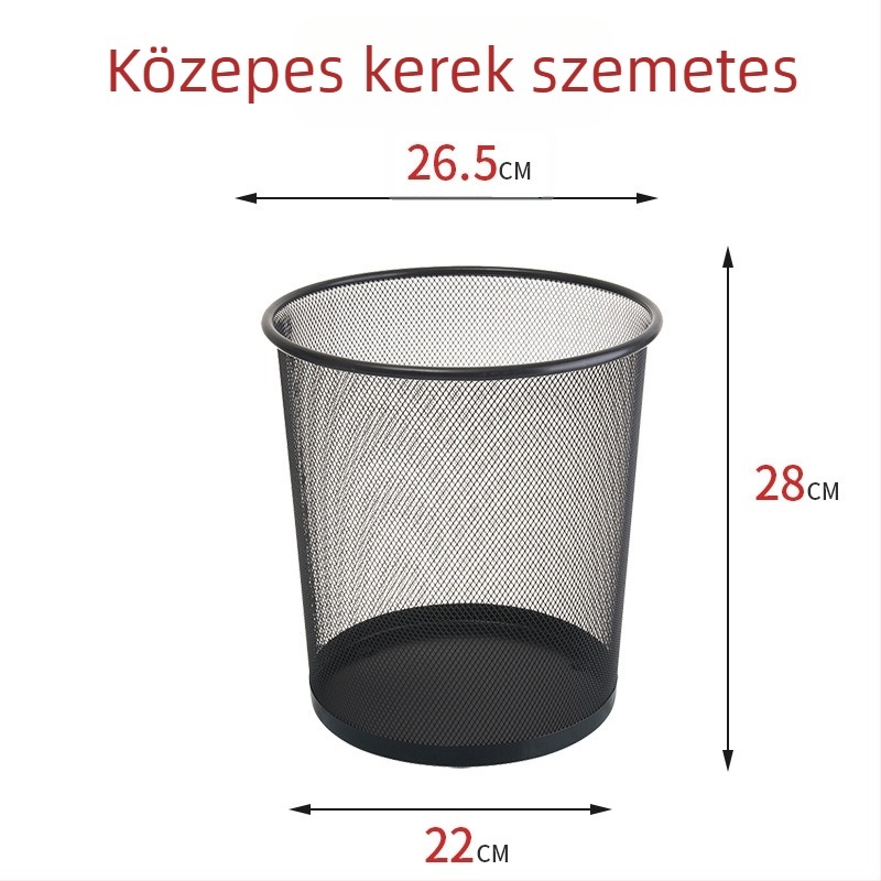 Rozsdamentes acélból készült drótos szemetes, 12 L, fedél nélküli, hordó alakú, otthoni és irodai használatra
