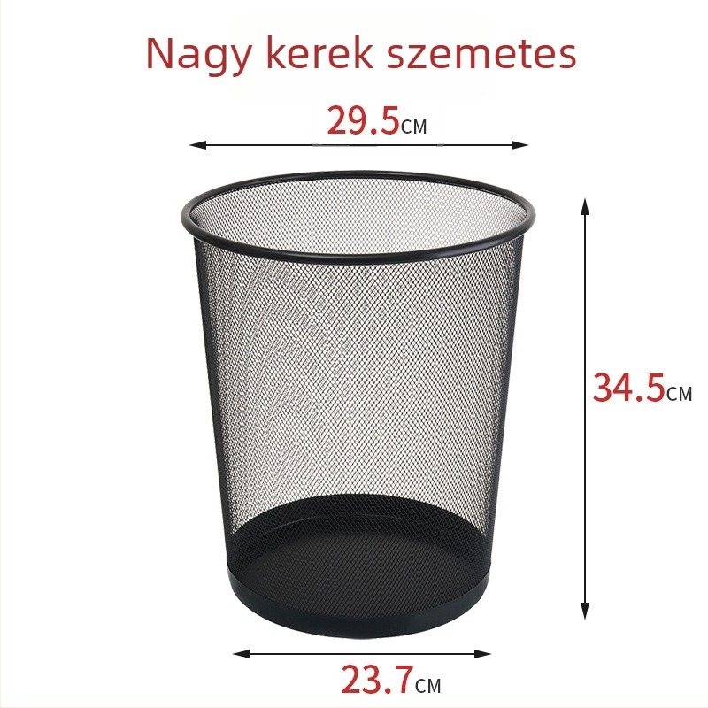 Rozsdamentes acélból készült drótos szemetes, 12 L, fedél nélküli, hordó alakú, otthoni és irodai használatra