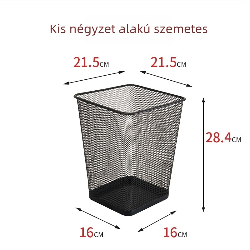 Rozsdamentes acélból készült drótos szemetes, 12 L, fedél nélküli, hordó alakú, otthoni és irodai használatra
