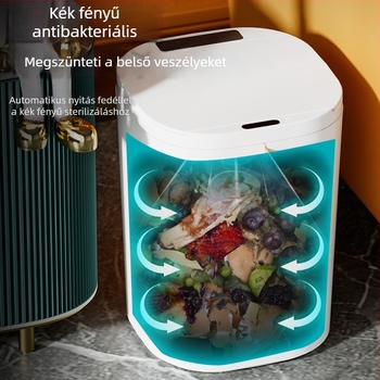 Okos indukciós szemetes otthoni konyhához, nagy kapacitású, 18–25 L, kék fény antibakteriális, falra szerelhető