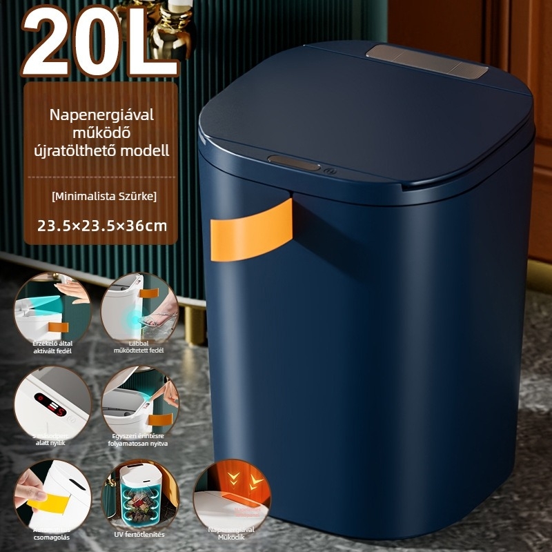 Okos indukciós szemetes otthoni konyhához, nagy kapacitású, 18–25 L, kék fény antibakteriális, falra szerelhető
