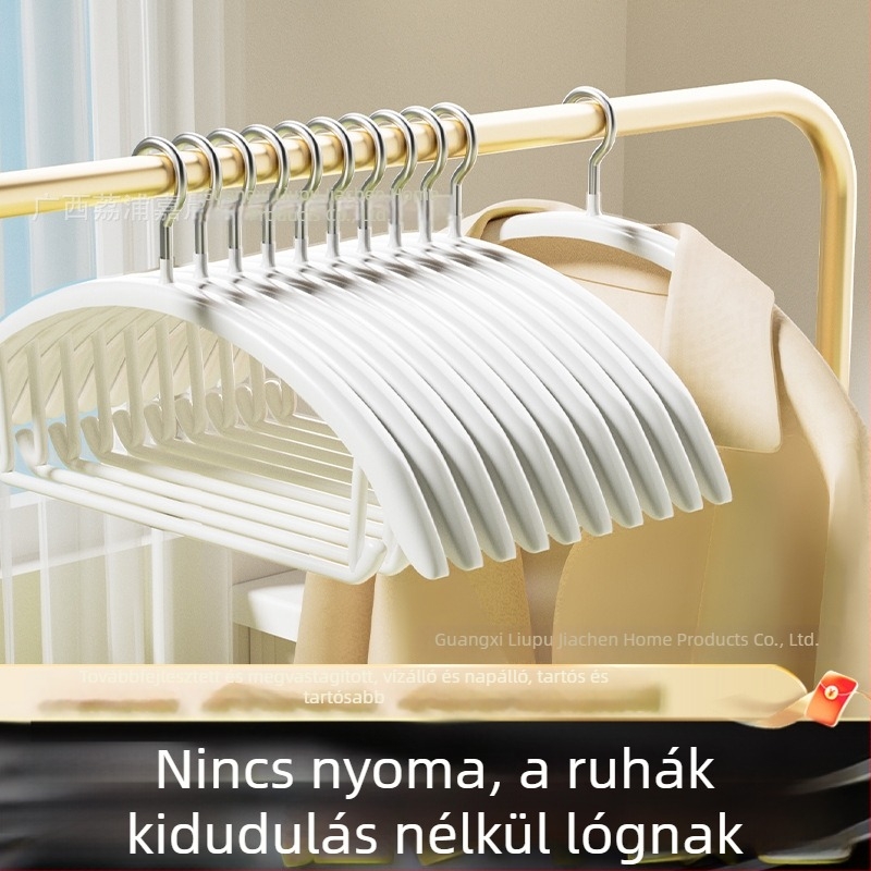 Rozsdamentes acélból készült, műanyag bevonatú félkör alakú ruhaakasztó, vastagabb csúszásmentes kivitel, nano ruhakasztó