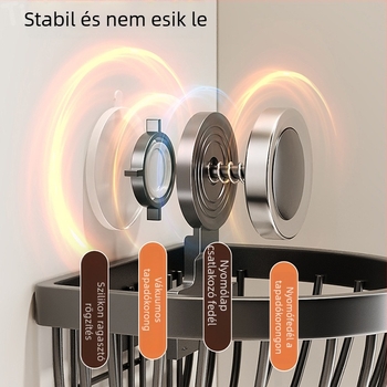 Fali tárolókosár hagyma, gyömbér és fokhagyma számára vákuumos rögzítéssel