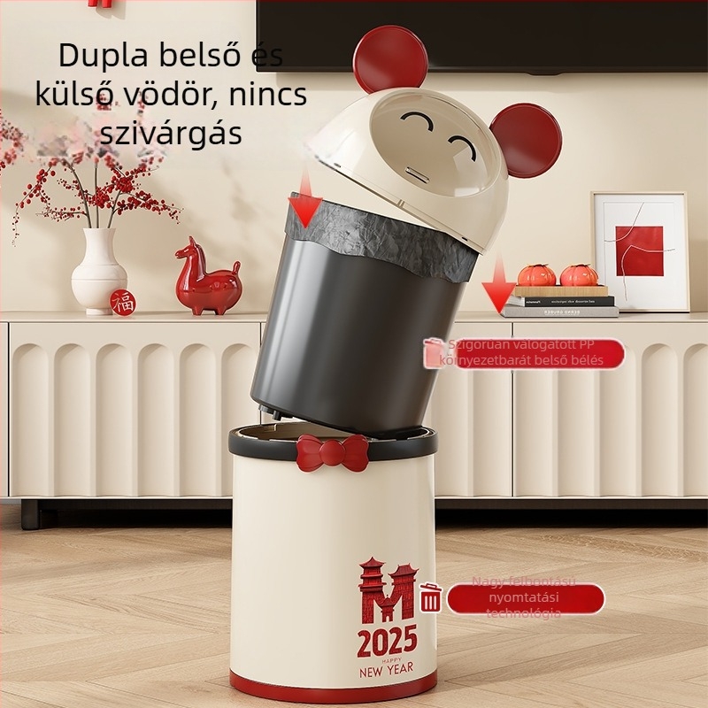 Kreatív szemetes forgófedéllel, 12 L, hengeres alakú, konyhába és nappaliba