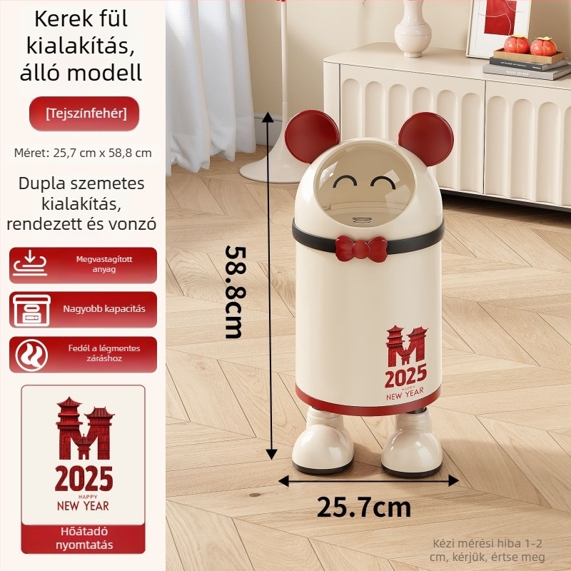 Kreatív szemetes forgófedéllel, 12 L, hengeres alakú, konyhába és nappaliba