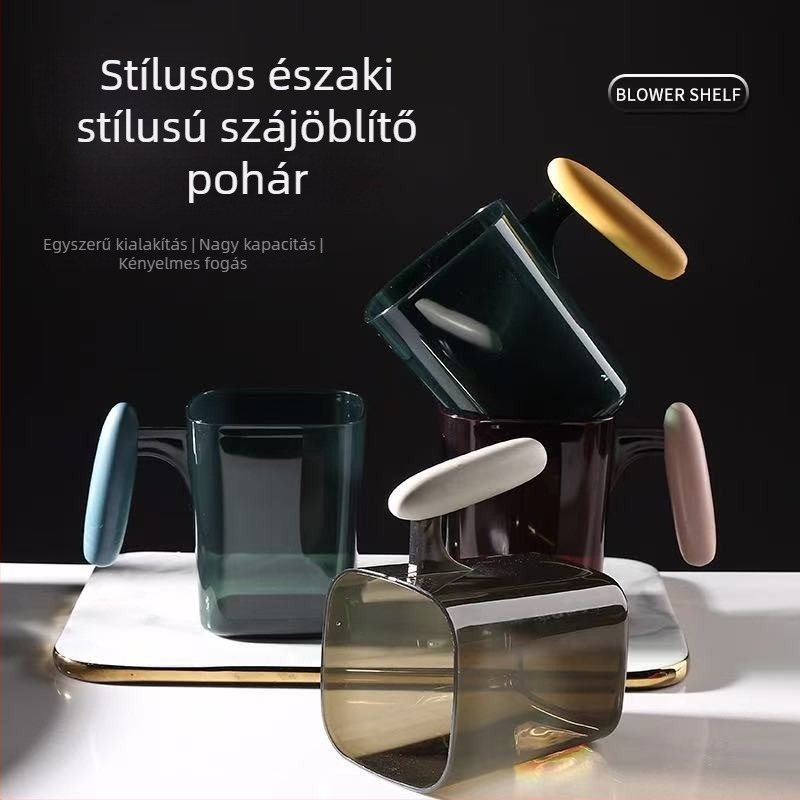 Nagy kapacitású fogkefés pohár otthoni fürdőszobához, pohár párnak vastagított fogantyúval, elegáns öblítő pohár