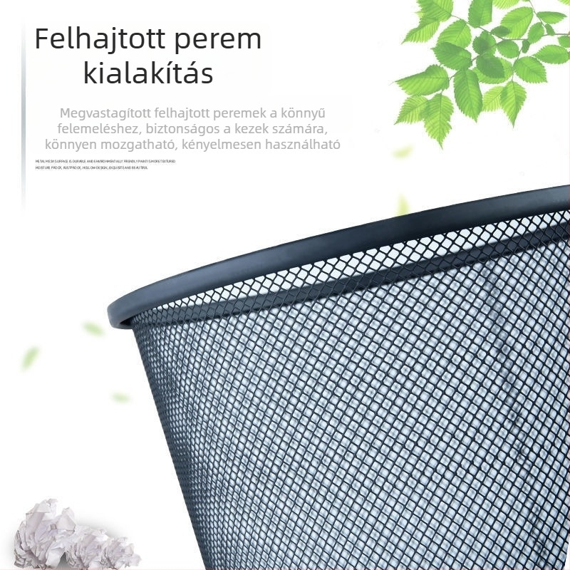 Vastagított fekete négyszögletes drótos szemetes papírhulladékhoz, iroda és otthon számára, nagy, fedél nélkül