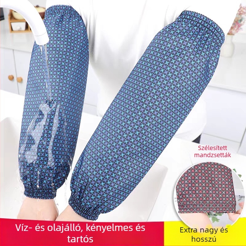Memóriaszövetes hosszú karvédők kockás mintával, munkavédelmi, uniszex, ősz–tél
