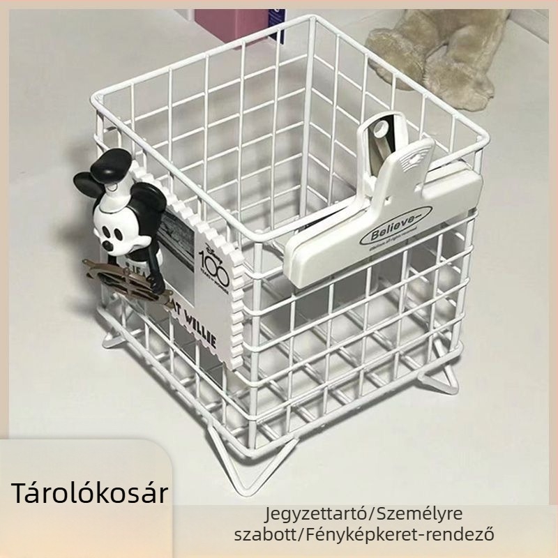 Kovácsoltvas asztali tároló – kreatív tárolókosár, nagy kapacitású, dormiszobára és kozmetikumokra