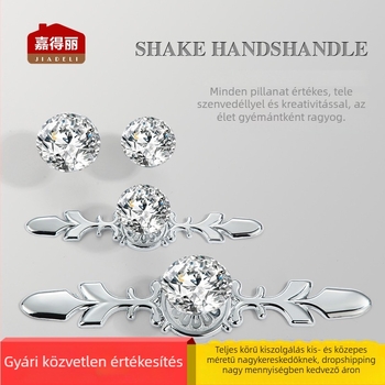 Kristály-diamant fogantyú, európai stílus, könnyed luxus, magas minőségű szekrény- és ajtófogantyú, cipősszekrény, boros szekrény, fiókok